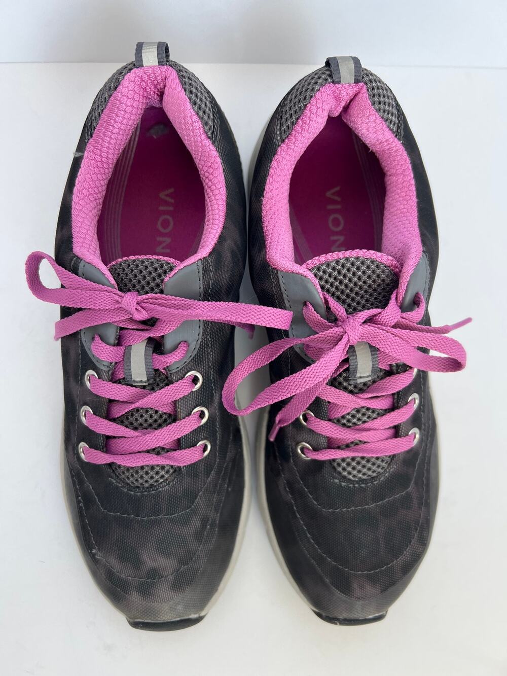 Vionic Women's Black Sneakers with Pink Accents - Lightweight Comfort